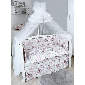 Комплект постельного белья Lepre Lovely roses 6 предметов (125*65) (Белый/Розовый)