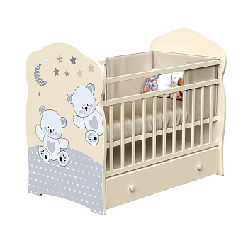 Детская кроватка ВДК "Funny bears"(маятник) ЛДСП (Слоновая кость)