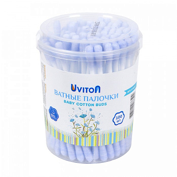 Ватные палочки Uviton (100шт. в уп.) цветные (Голубой)