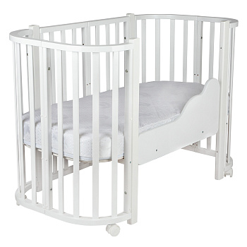 Детская кроватка Indigo "Baby Lux" 3 в 1 массив березы (белый-белые стойки)