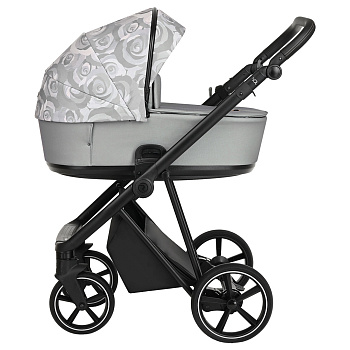 Коляска 3 в 1 Roan Sol Flowers (Gray/Black/руч.Черный)