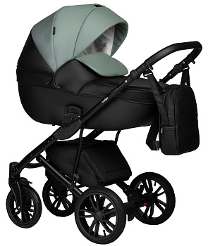 Детская коляска Indigo Mio Eco 2 в 1 (05 (черная кожа+шалфей кожа))
