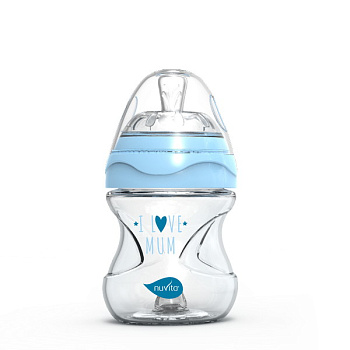 Антиколиковая бутылочка Nuvita 6013 Glass Collection 140мл, стекло (голубой)