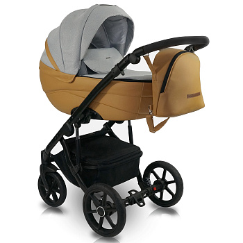 Коляска 2в1 BEXA IDEAL (серый+рыжая кожа)
