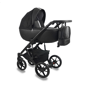 Коляска 2в1 BEXA AIR  (черная кожа+серебряный)