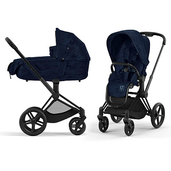 Коляска 2 в 1 Cybex Priam IV FE Rebellious (шасси Matt Black FE Rebellious Luxury Denim Blue)