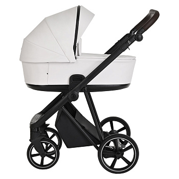 Коляска 3 в 1 Roan Sol Кожа (White/Black/руч.Тем.коричневый)