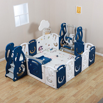 Манеж UNIX Kids SUPREME Music 200x200 (Blue с качелями)