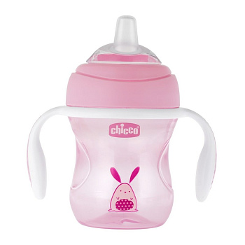 Чашка-поильник Chicco Transition Cup (силиконовый носик) 200 мл (6м+ розовый)