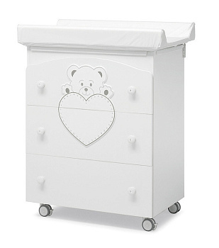 Пеленальный комод с ванночкой Erbesi Cucciolo Pretty (со стразами Swarovski) (White (белый))