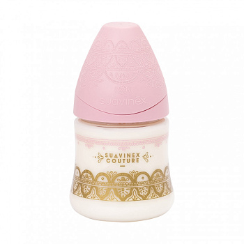 Бутылка Suavinex "Haute Couture NEW" от 0+ 150мл  с силиконовой круглой соской (розовый)