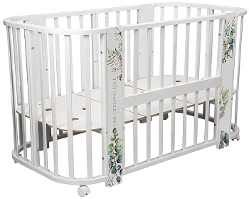 Детская кроватка Indigo Baby Line 5в1 (поперечный маятник) (листочки)