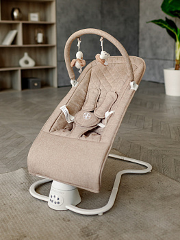 Электронные качели детские AMAROBABY HAPPY SWING (Бежевый)