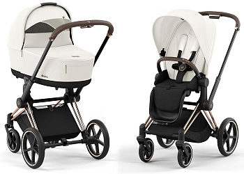 Коляска 2 в 1 Cybex Priam IV (шасси Rosegold) (Off White)