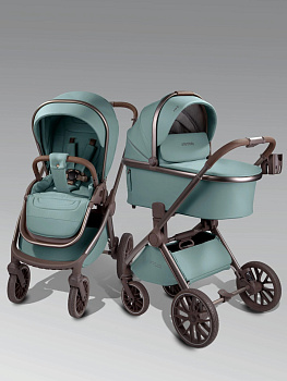 Коляска 2 в 1 Amarobaby Motus Premium Ecco Exclusive (Экокожа) (лагуна)