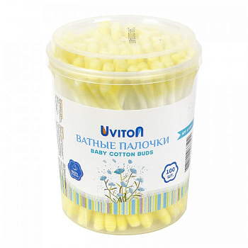 Ватные палочки Uviton (100шт. в уп.) цветные (Желтый)