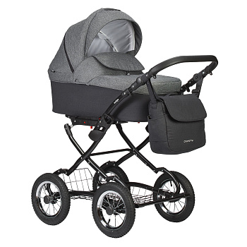 Коляска 2 в 1 Indigo CHARLOTTE Sity Classic 12 (черный+т.серый)