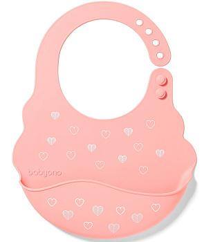 Нагрудник силиконовый BabyOno с регулируемой застежкой (Розовый)