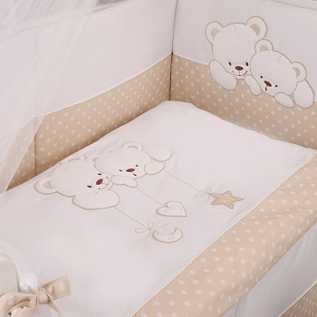 Комплект постельного белья Lepre Sweet Bears 6 предметов (125*65) (25 кремовый в горох)