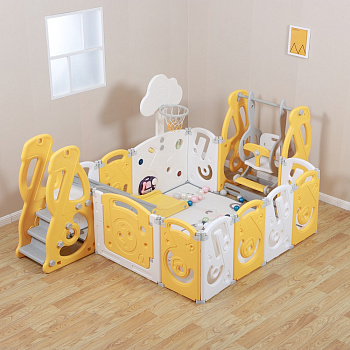 Манеж UNIX Kids SUPREME Music 160x160  (Yellow с качелями)