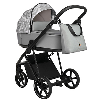 Коляска 2 в 1 Roan Sol Flowers (Gray/Black/руч.Черный)