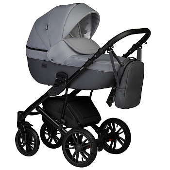 Детская коляска Indigo Mio S 2 в 1 (04 т.серая кожа+св.серый)
