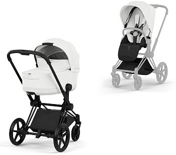 Коляска 2 в 1 Cybex Priam V Matt Black Style Collection (Off White)