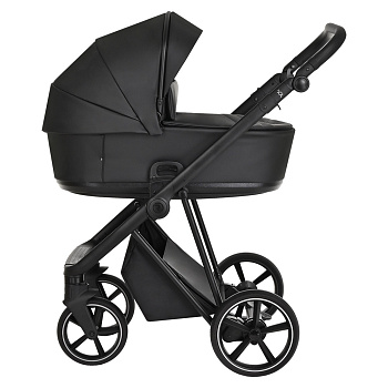 Коляска 3 в 1 Roan Sol Кожа (Black/Black/руч.Черный)