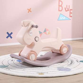Лошадка-качалка-беговел UNIX Kids Grey (Rose)