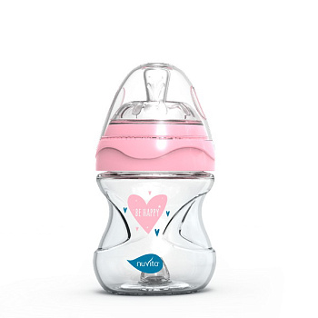 Антиколиковая бутылочка Nuvita 6013 Glass Collection 140мл, стекло (розовый)