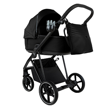 Коляска 2 в 1 Roan Sol Кожа (Black/Black/руч.Черный)