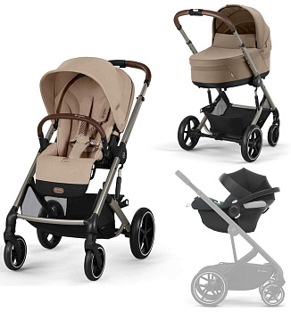 Коляска 3 в 1 Cybex Balios S Lux TPE (Almond Beige с дождевиками)