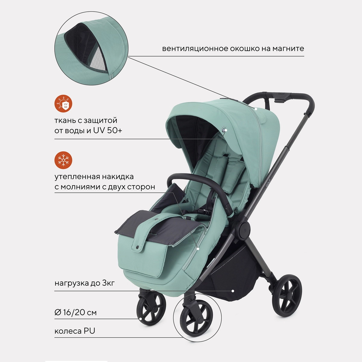 Детская прогулочная коляска Rant Golf RA101 Sage Green xbklxdu3voaj80x7hrqcbly83anoyopo