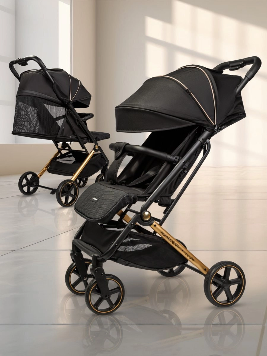 Прогулочная коляска Amarobaby Route (Чёрный/золотой)