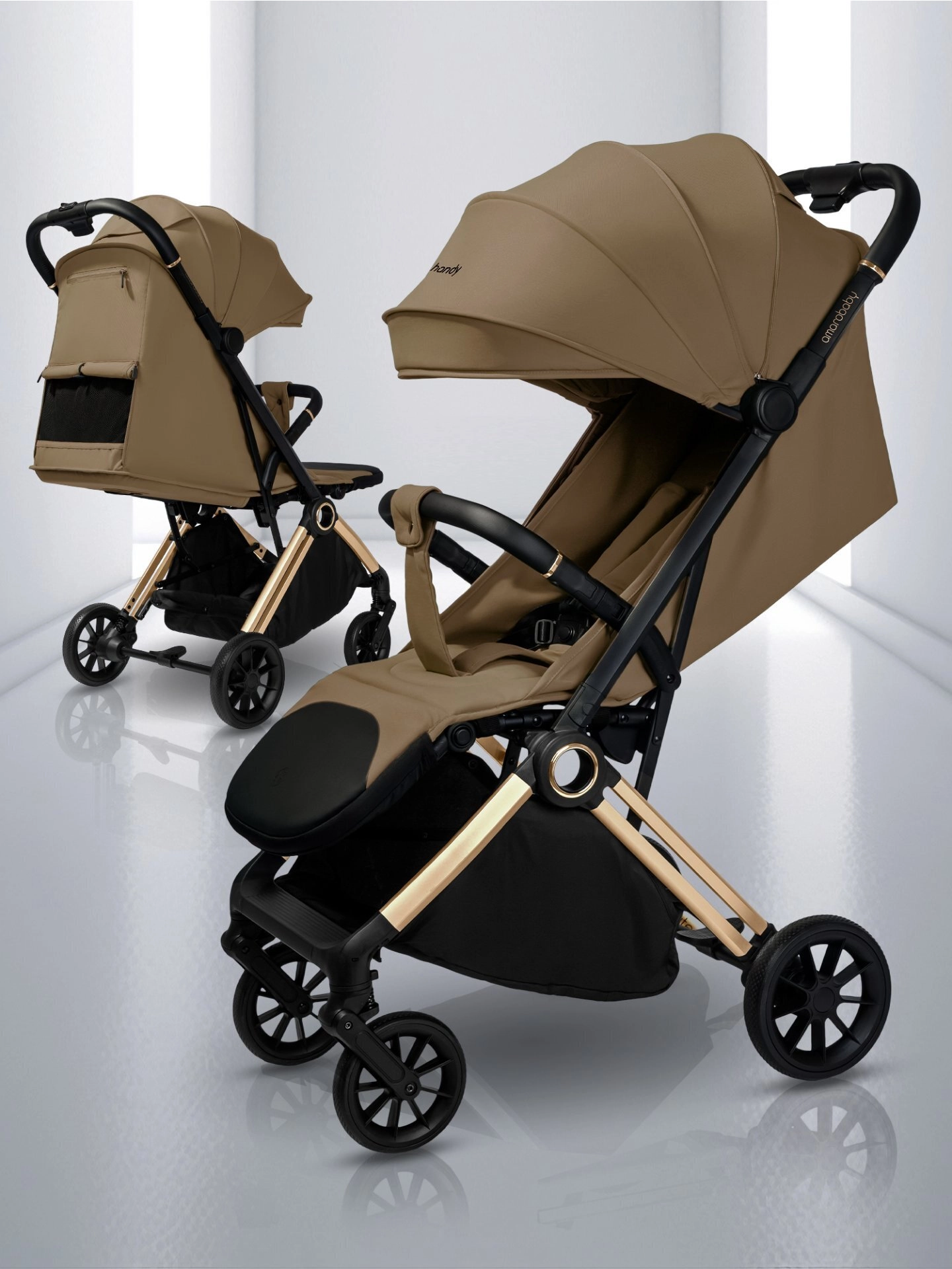 Прогулочная коляска Amarobaby Handy (коричневый/золотой)