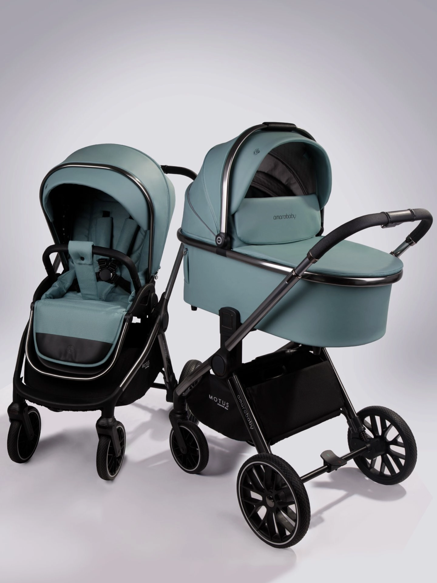 Коляска 2 в 1 Amarobaby Motus Premium Ecco (лагуна)