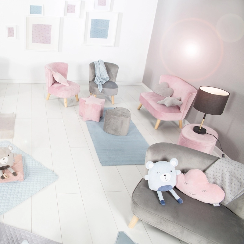 Детский велюровый овальный пуфик ROBA Lil Sofa Розовый q8mnulusiywuflo3d13do80i1wbu5c0s