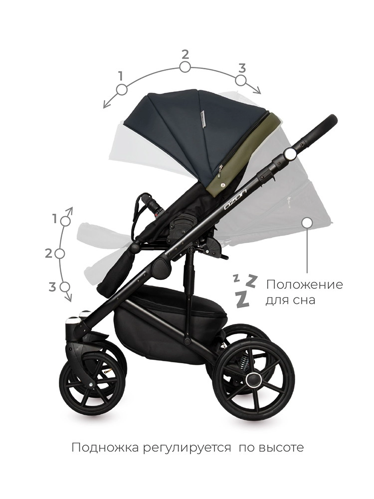 Коляска 2 в 1 RIKO BASIC OZON 02 черно-зеленый jrw52ti2w65c34q3ppt03k2hepwsydx7
