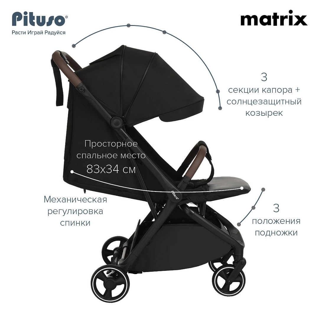 Прогулочная коляска PITUSO MATRIX Graphite 1xdc7un21gqm3npcdosisfhoh75elui1