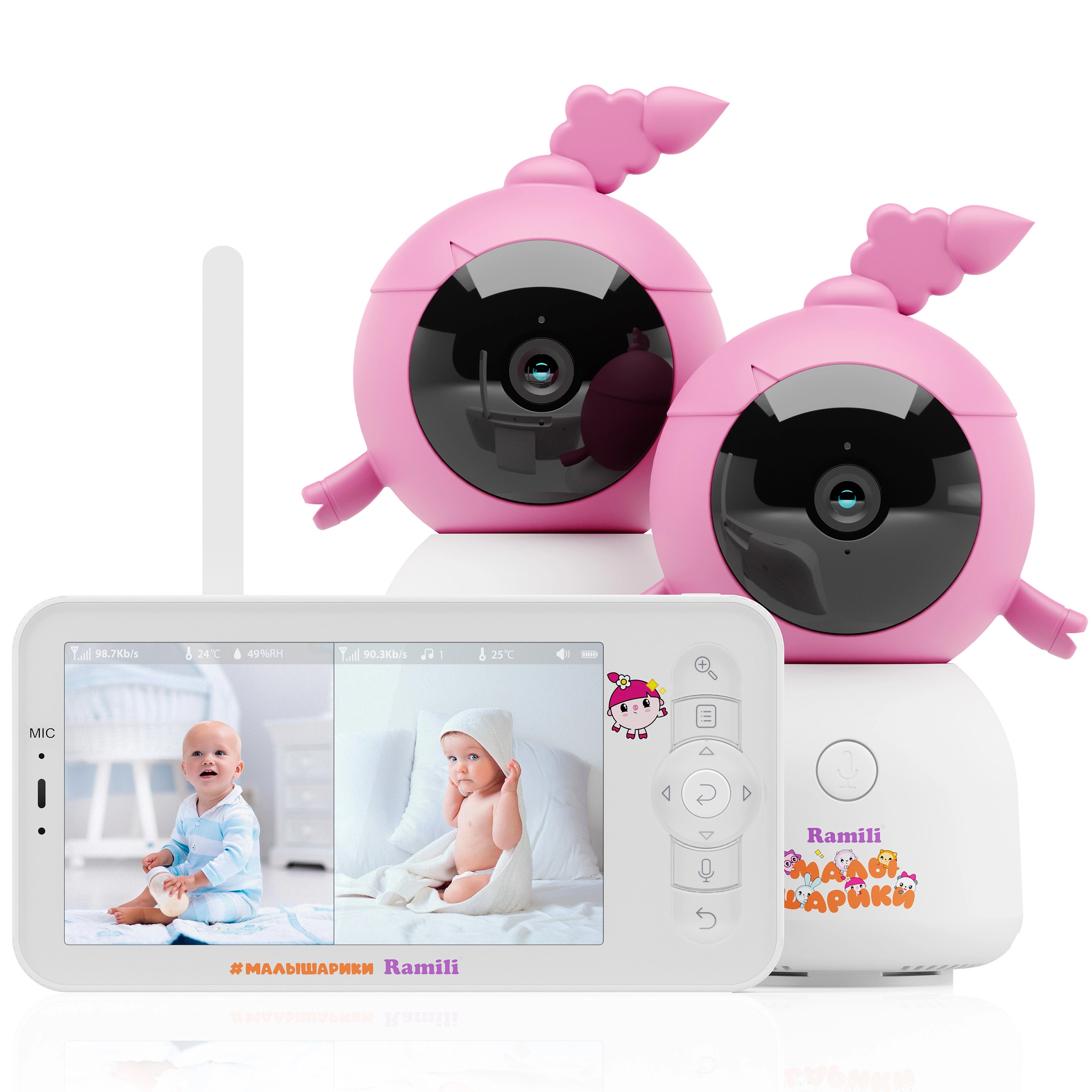 Видеоняня Ramili Baby RV100X2NUSHA Нюша, Малышарики ( с креплениями)