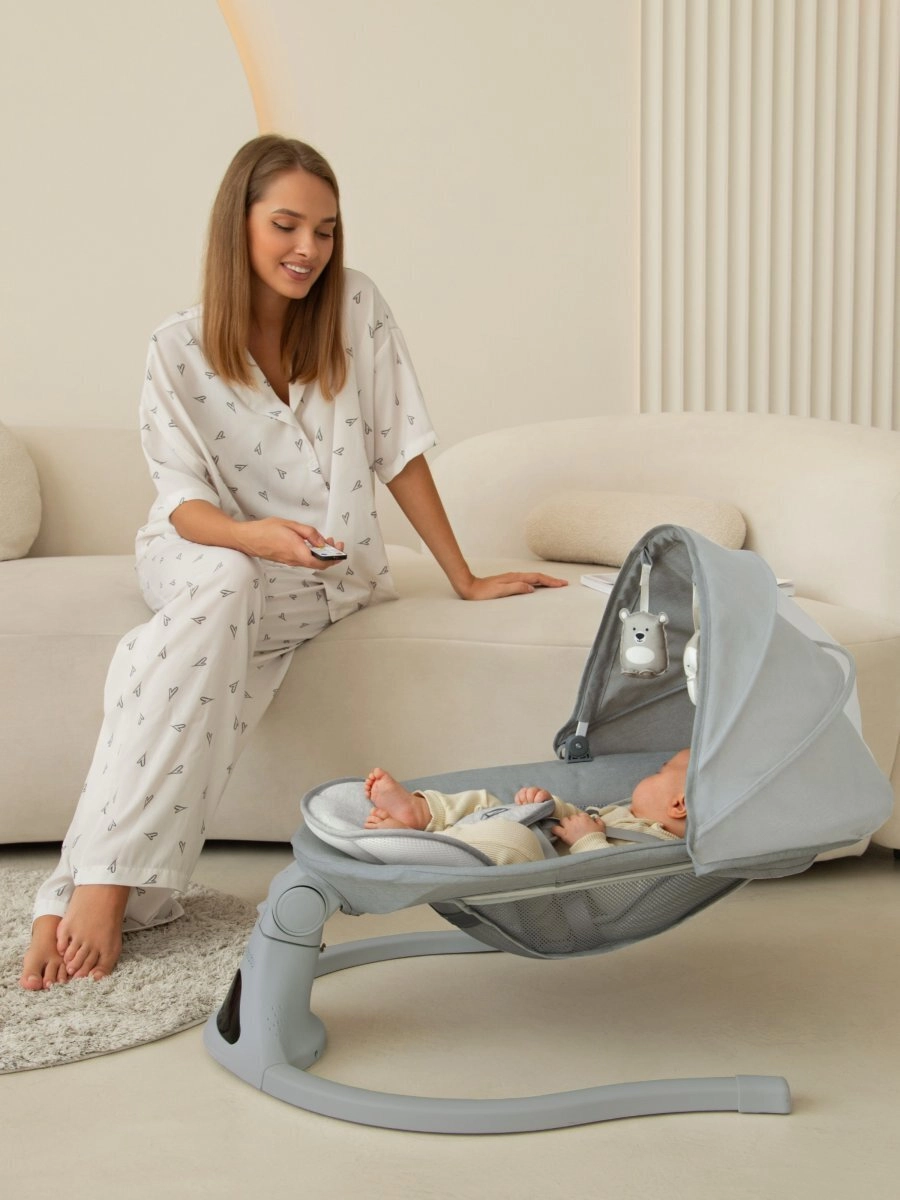 Электронные качели детские Amarobaby Funny swing (Серый)