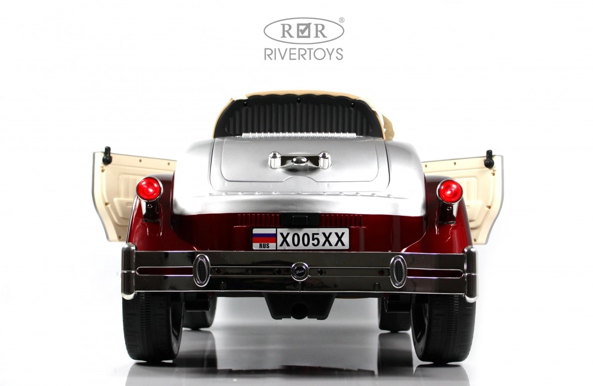 Детский электромобиль RiverToys X005XX красно-серебристый 0v4xzn122vyecfjd413owtllkq03p79w