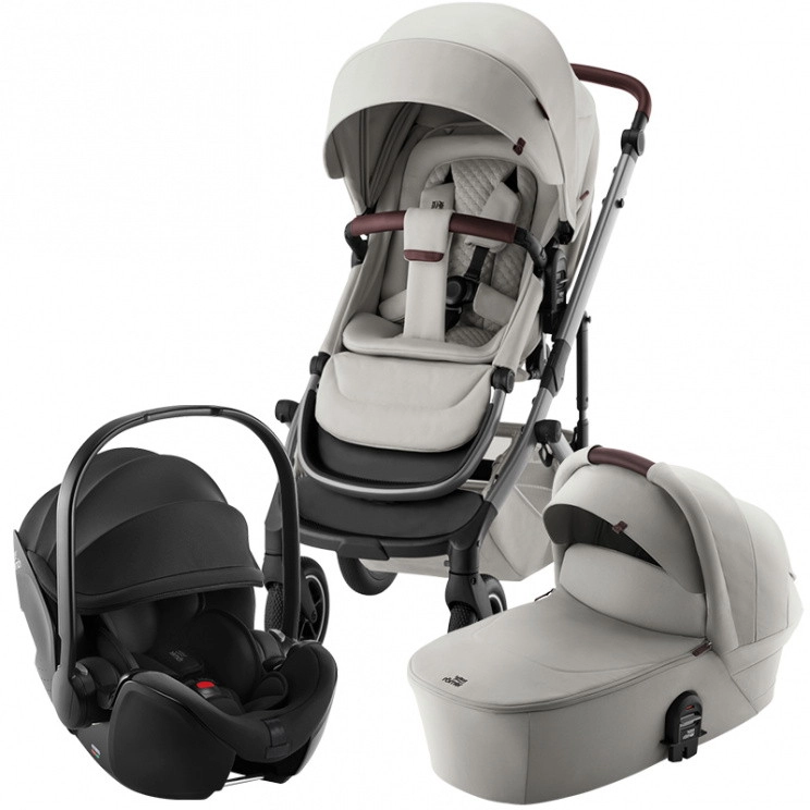 Коляска 3 в 1 Britax Roemer Smile 5Z Lux автокресло Baby-Safe Pro (Linen Grey/Space Black)
