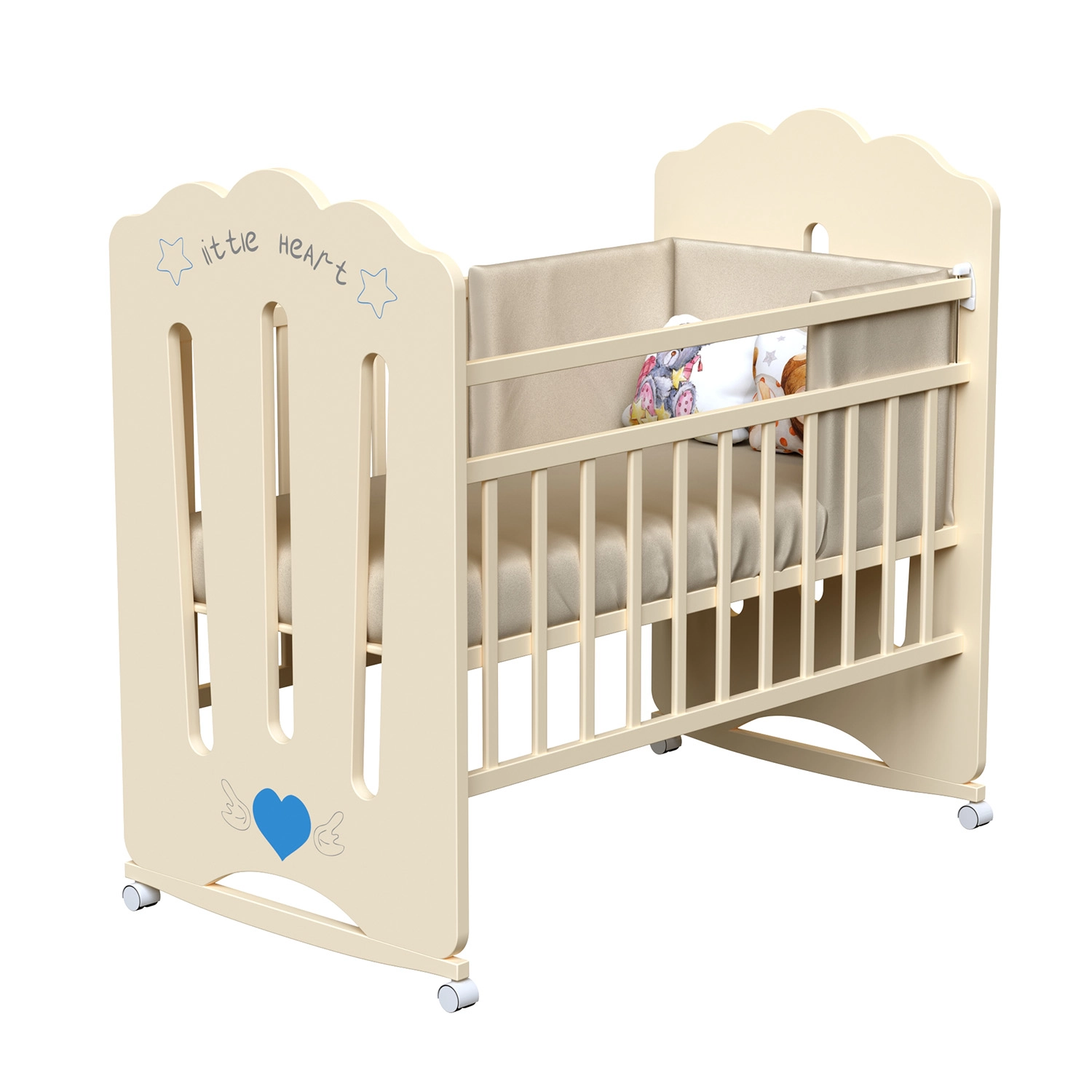 Детская кроватка ВДК Little Heart (колесо-качалка) слоновая кость 108133731-detskaya-krovatka-vdk-little-heart-koleso-kachalka-slonovaya-kost