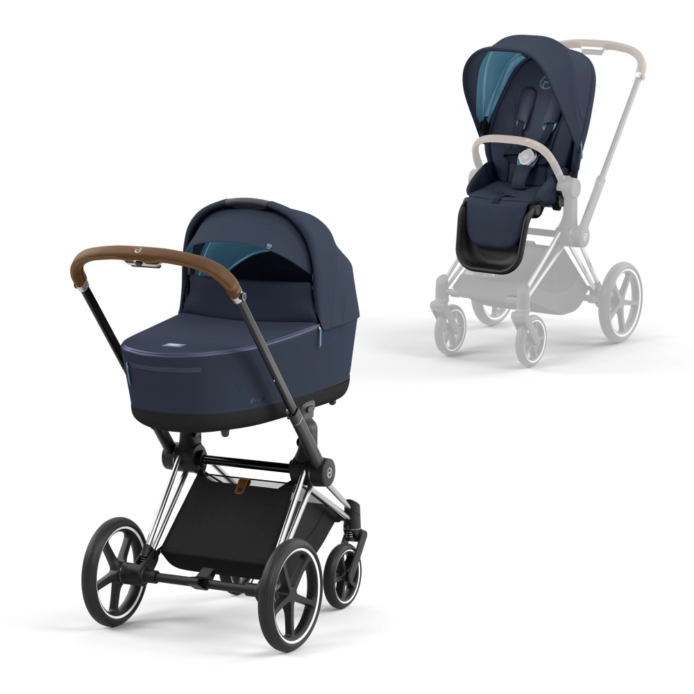 Коляска 2 в 1 Cybex Priam IV (шасси Chrome Brown) Nautical Blue 108127317-kolyaska-2-v-1-cybex-priam-iv-shassi-chrome-brown-nautical-blue