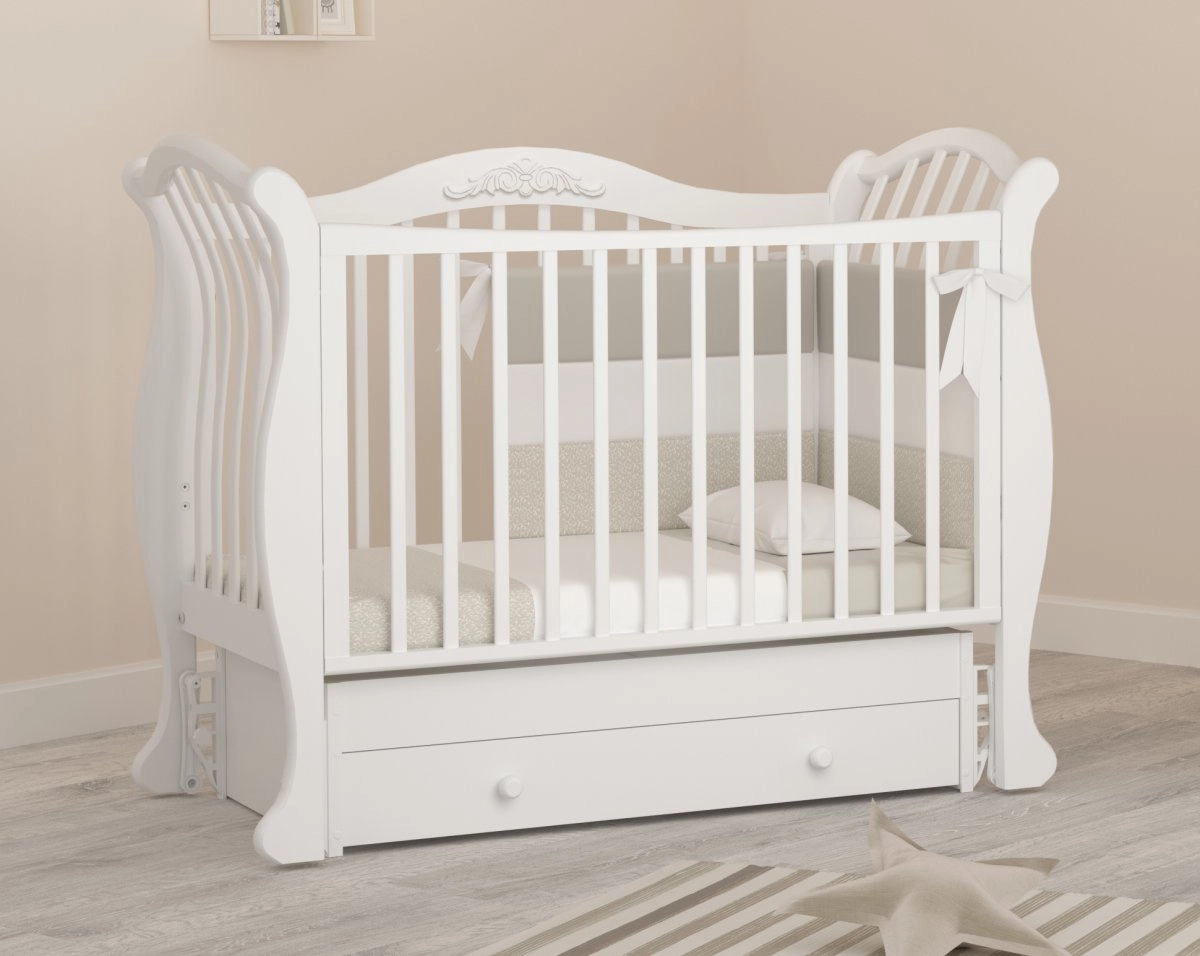 Кроватка Gandylyan (Гандылян) Габриэлла Люкс (маятник) Белый fb90275525bc484d2fbded652fb17756