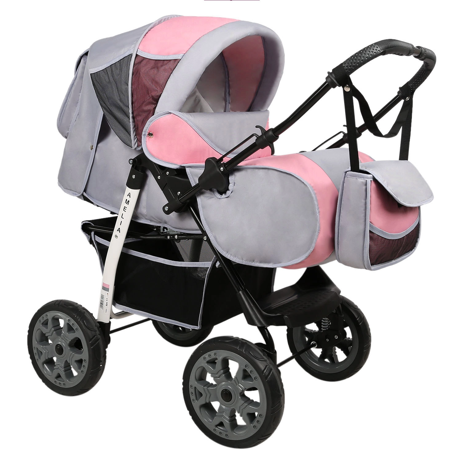 Прогулочная коляска Alis AMELIA I  серый+розовый 108132943-progulochnaya-kolyaska-alis-amelia-i--seriirozovii