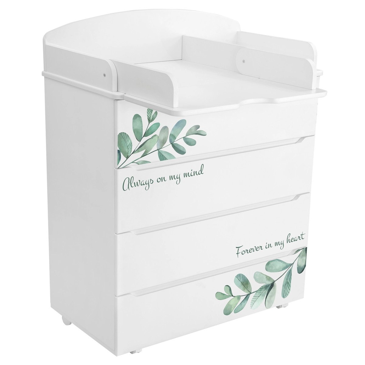 Комод Indigo Green Line с узким пеленальным столиком, ЛДСП, МДФ  Листочки lzz6zt938svs5dlwxtifwjspuzrar4pm