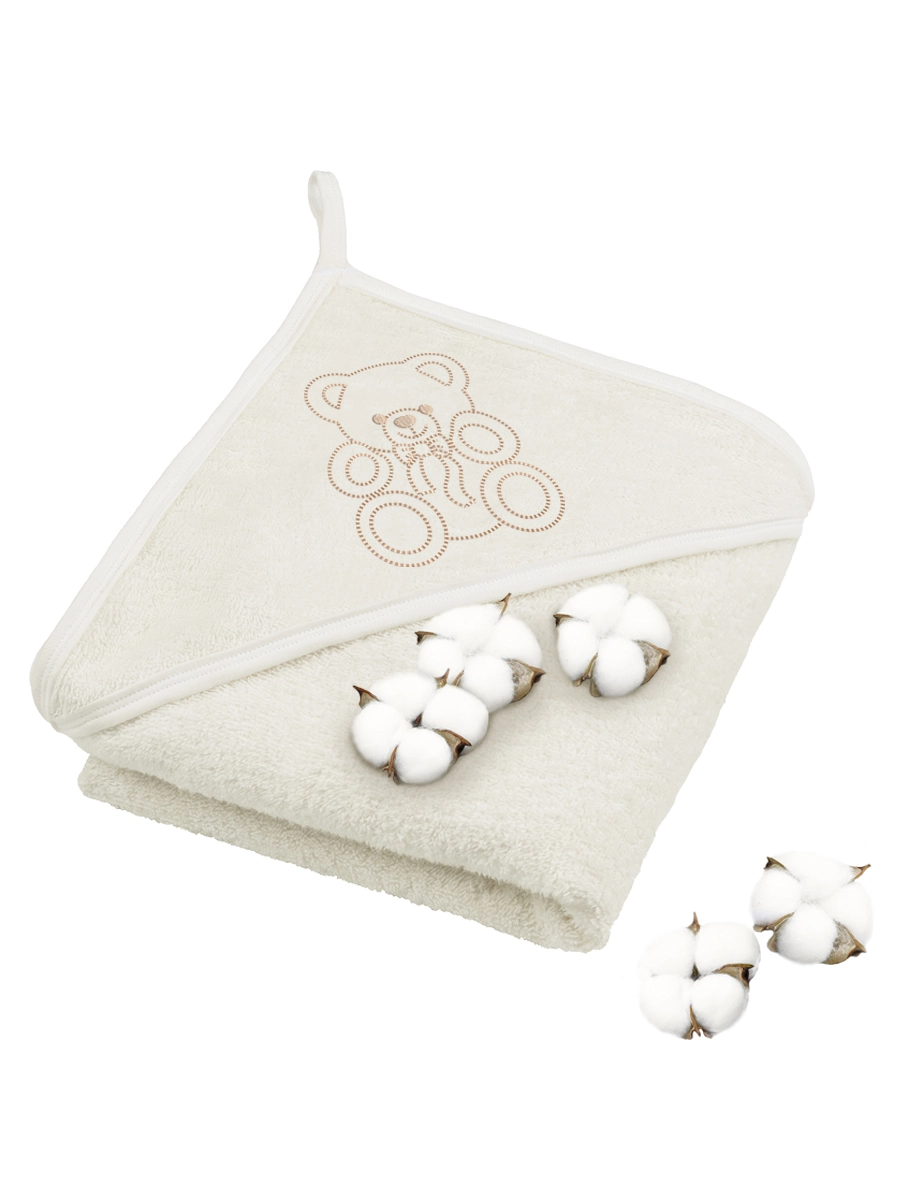 Полотенце махровое с уголком Globex Мишка с бантиком молочко 108129654-polotence-mahrovoe-s-ugolkom-globex-mishka-s-bantikom-molochko