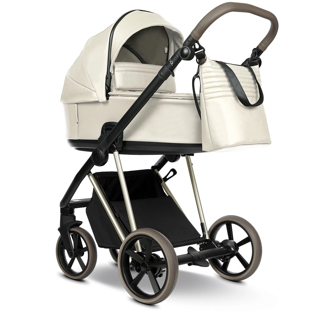 Коляска 2 в 1 Roan Sol Vintage Luxury Кожа (Butter Cream/Champagne/руч.Cappuchino)
